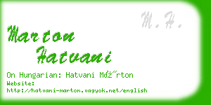 marton hatvani business card